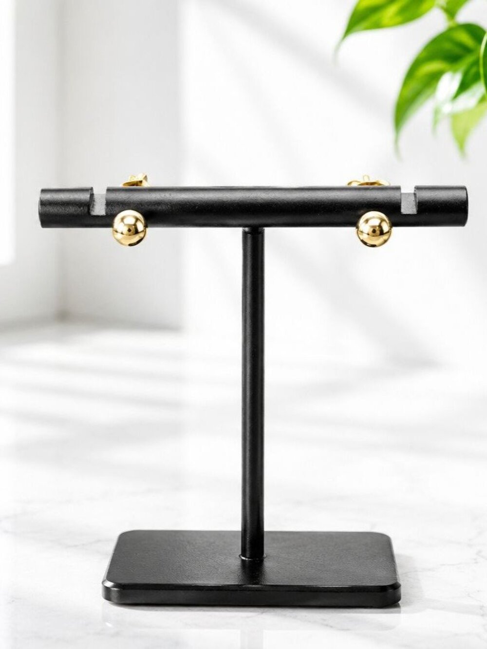 Gold Plated Ball Stud Earrings With Butterfly Backs 6mm Round Minimalist Vintage
